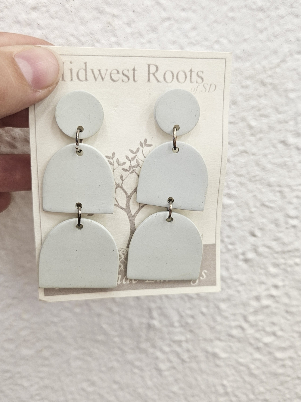 Midwest Roots Light Blue Clay Geometric Dangle Earrings